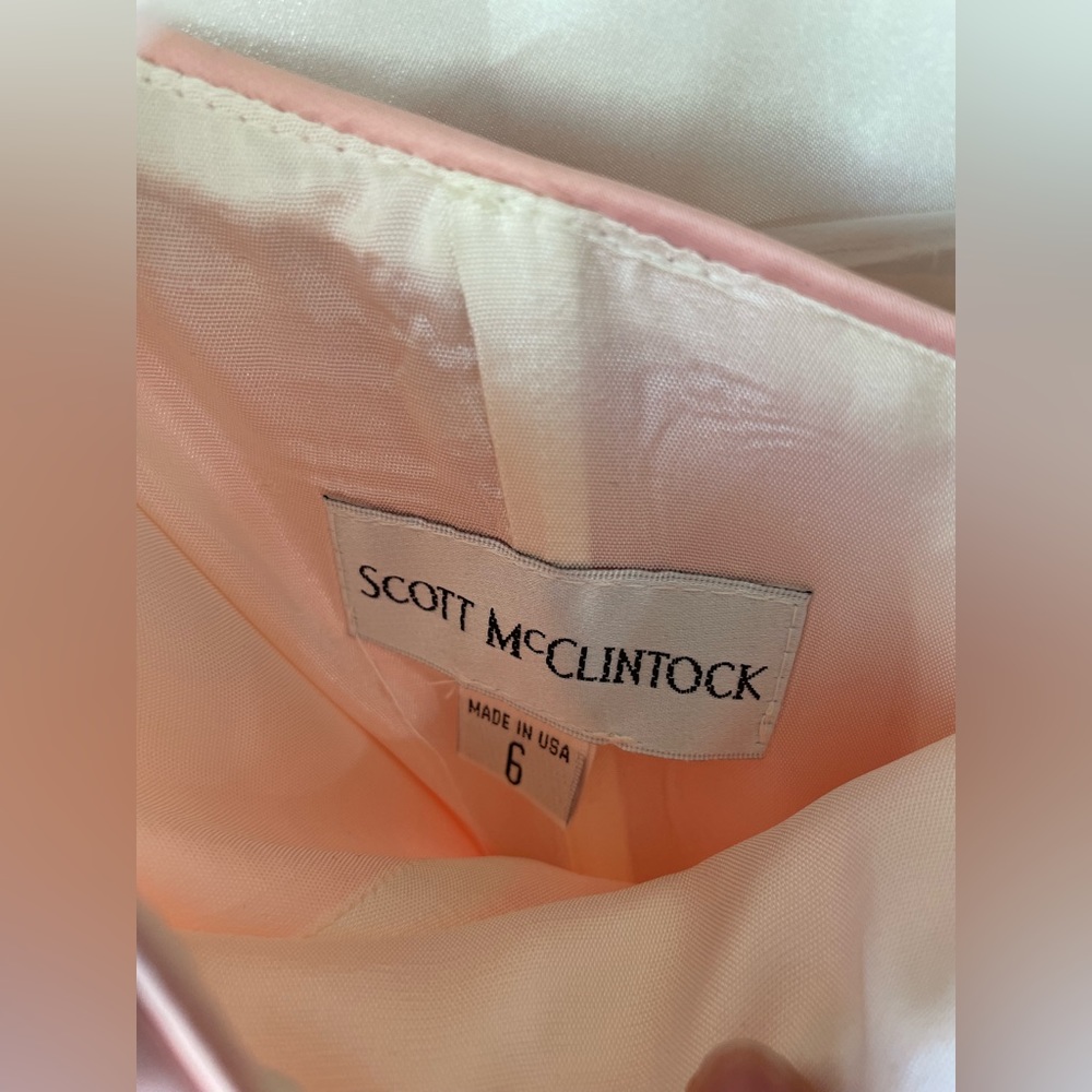 Vintage Scott McClintock Peach & Cream w/ Rhinestone Sweetheart Ball Gown Size 6 - Picture 3 of 4